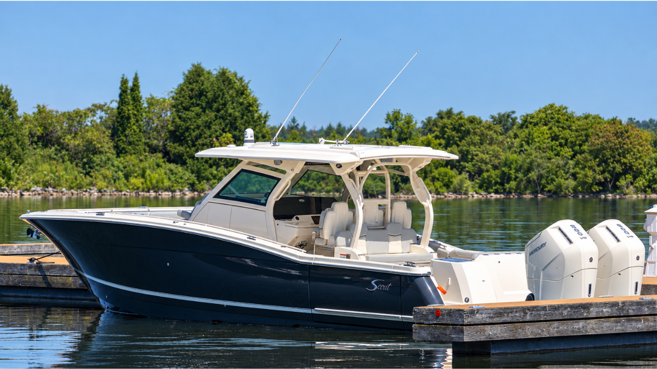 Scout 400 LXF on the dock